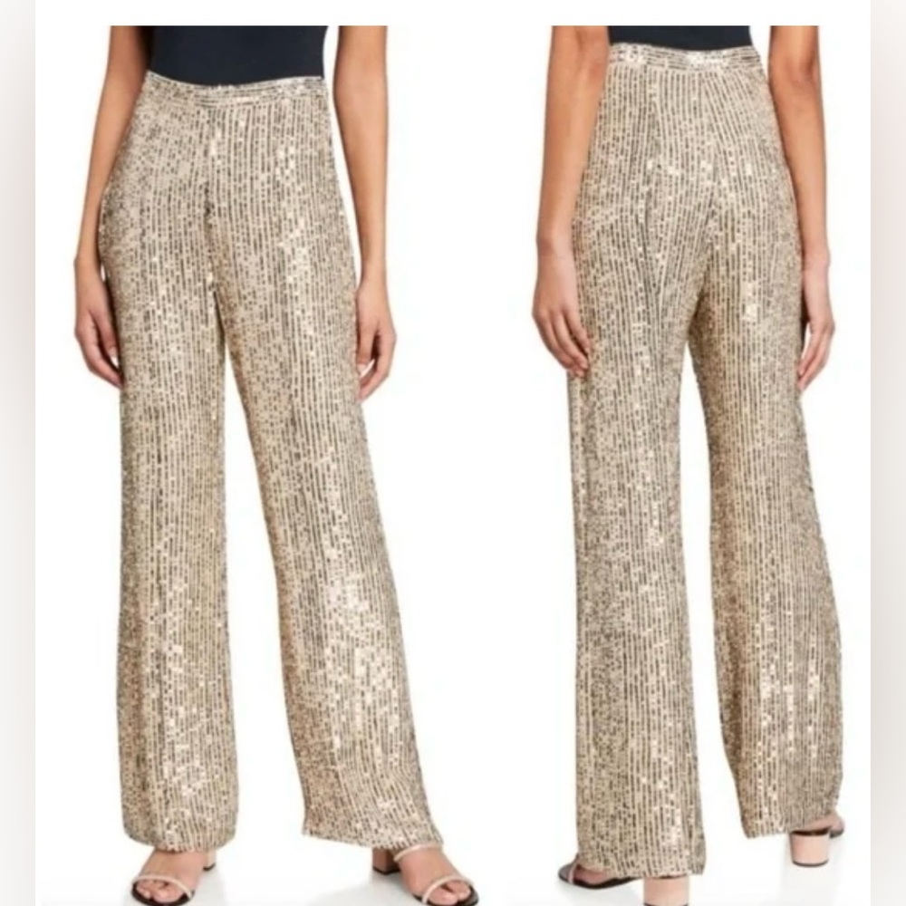 Le Superbe Bianca Trousers Gold Sequin Pants size 2